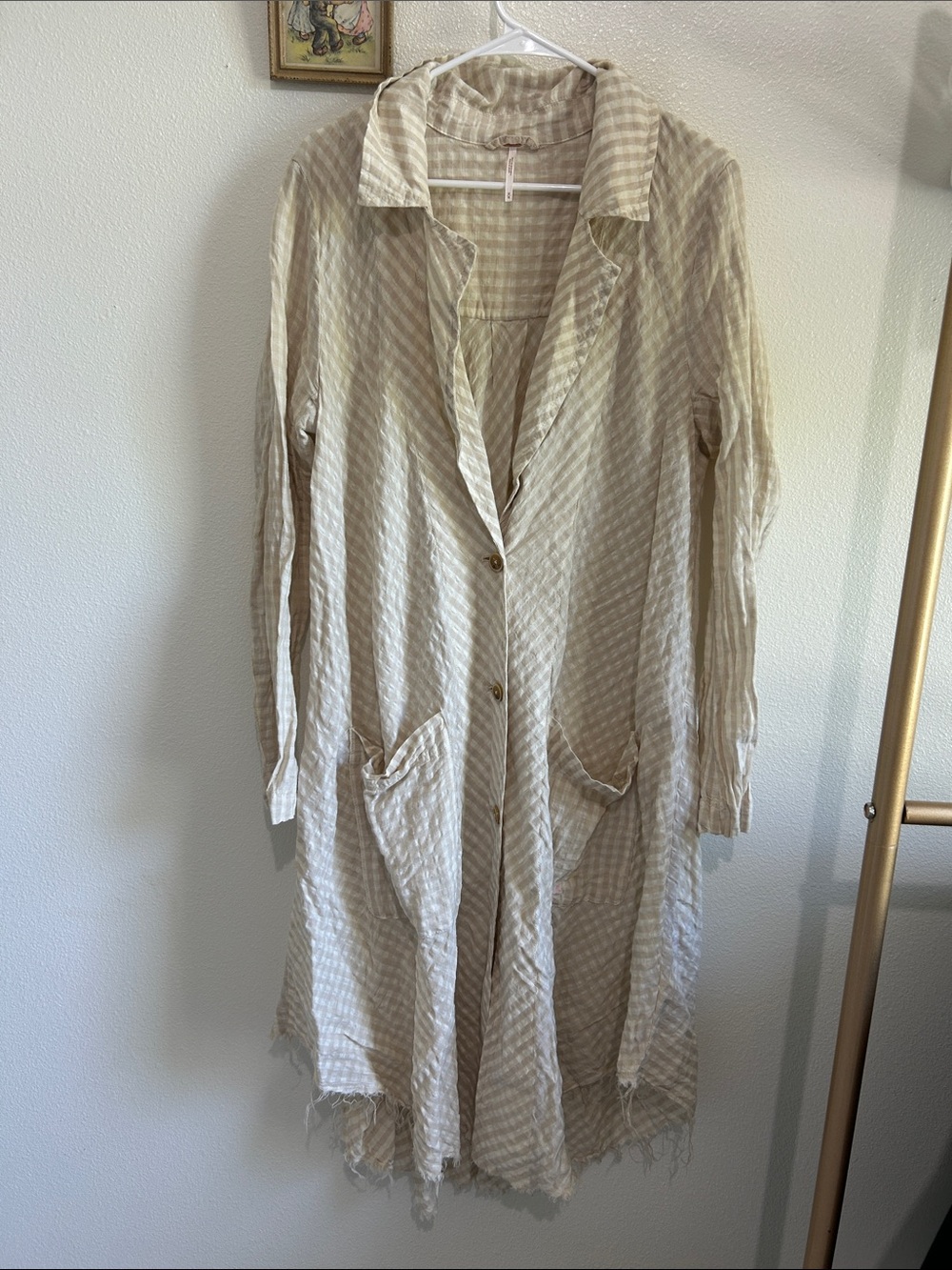 Free People Cream and Beige Striped Midi Dress